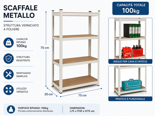 SCAFF. MET. 4 RIP.MDF 75X30XH173CM BIA