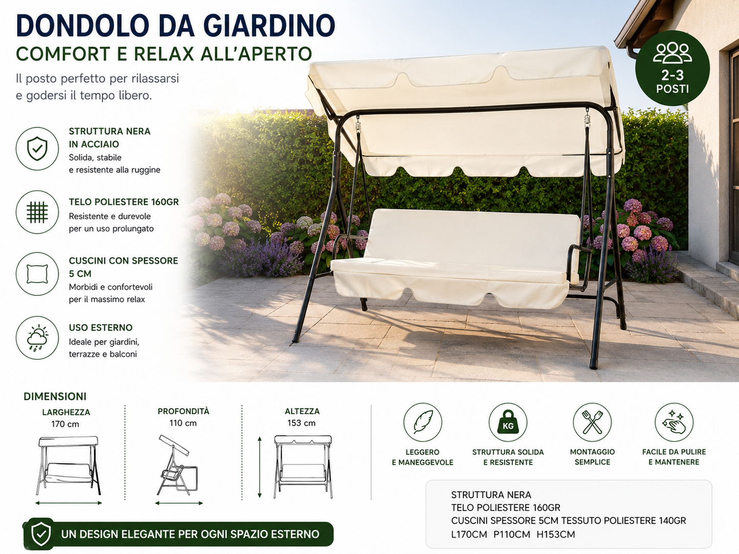 DONDOLO 3 POSTI ECRU