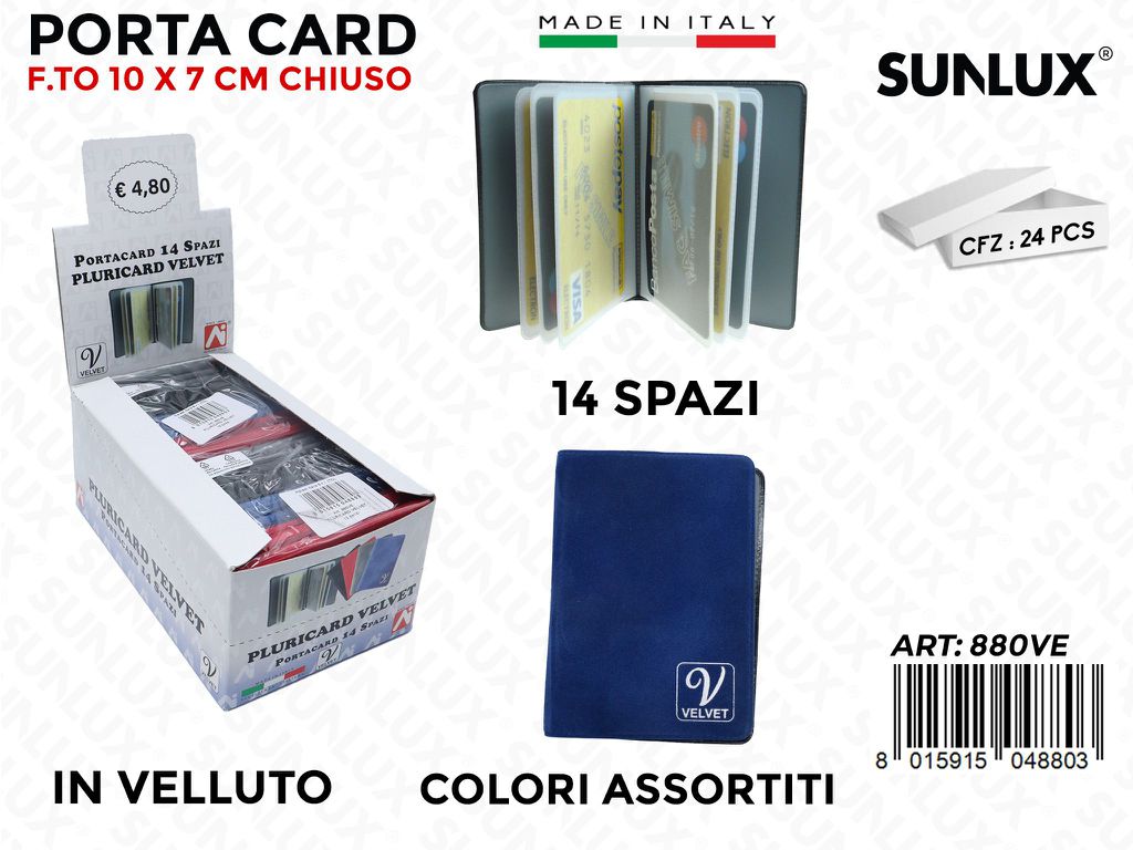 880VE Portacard Velluto 14SC. Ass. 24PCS/Pacco