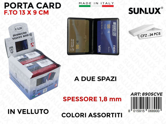 890SCVE Portacard Velluto 13*9CM 2SC. Ass. 24PCS/Pacco