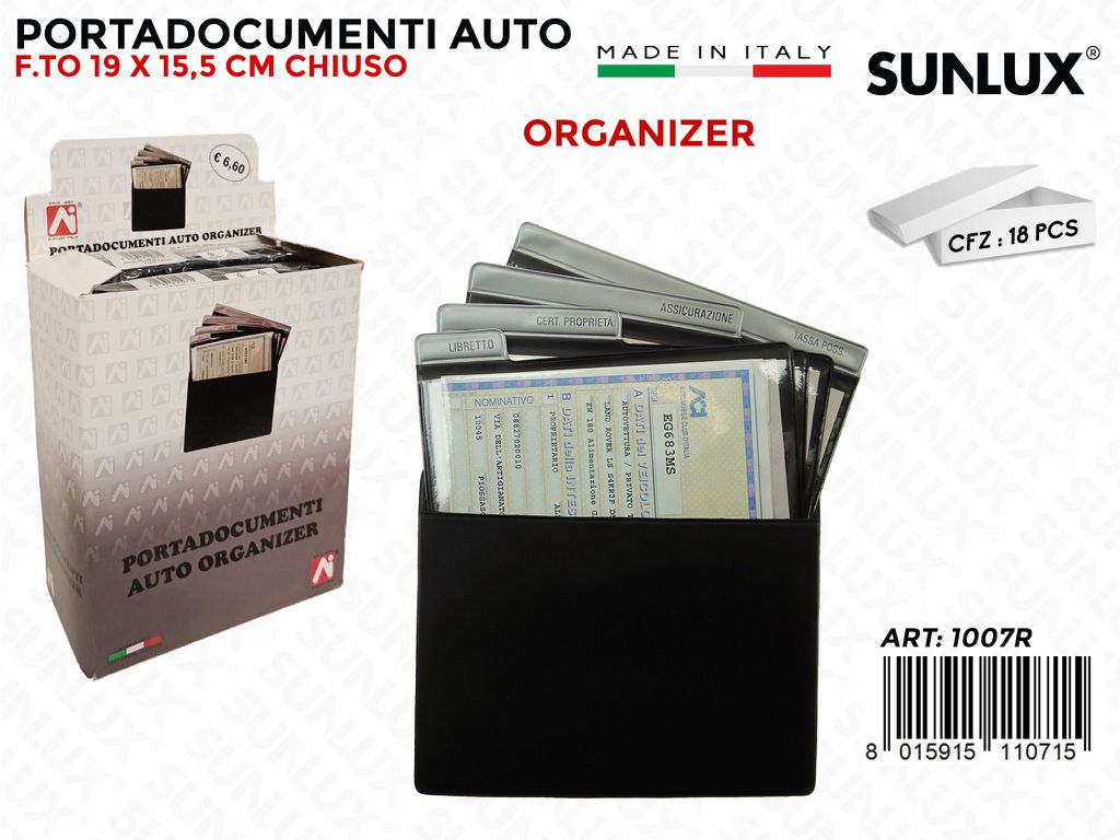 1007-R P.documenti Auto Organizer 19*15CM 18PZ /Pacco