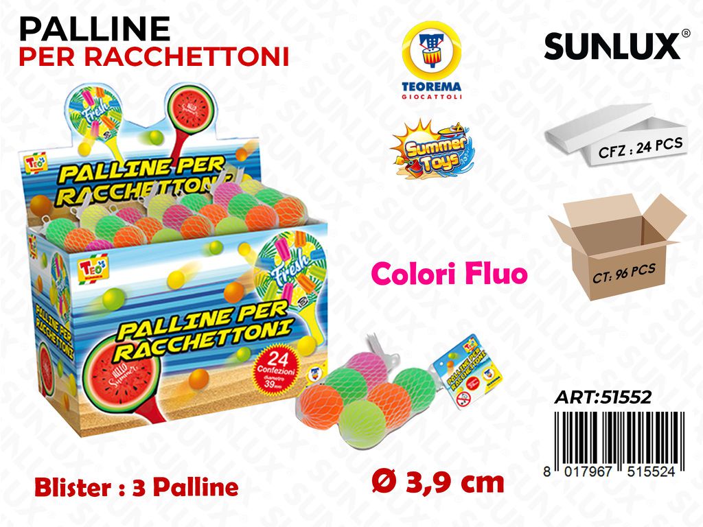 Palline per Racchettoni Col.fluo 3PCS
