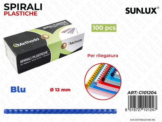 Spirali Rileg. Plast. Blu D. 12MM 100PCS /Pacco