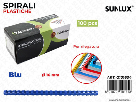 Spirali Rileg. Plast. Blu D. 16MM 100PCS /Pacco