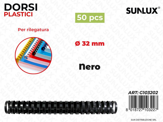 Spirali Rileg. Plast. Nero D. 32MM 50PCS /Pacco