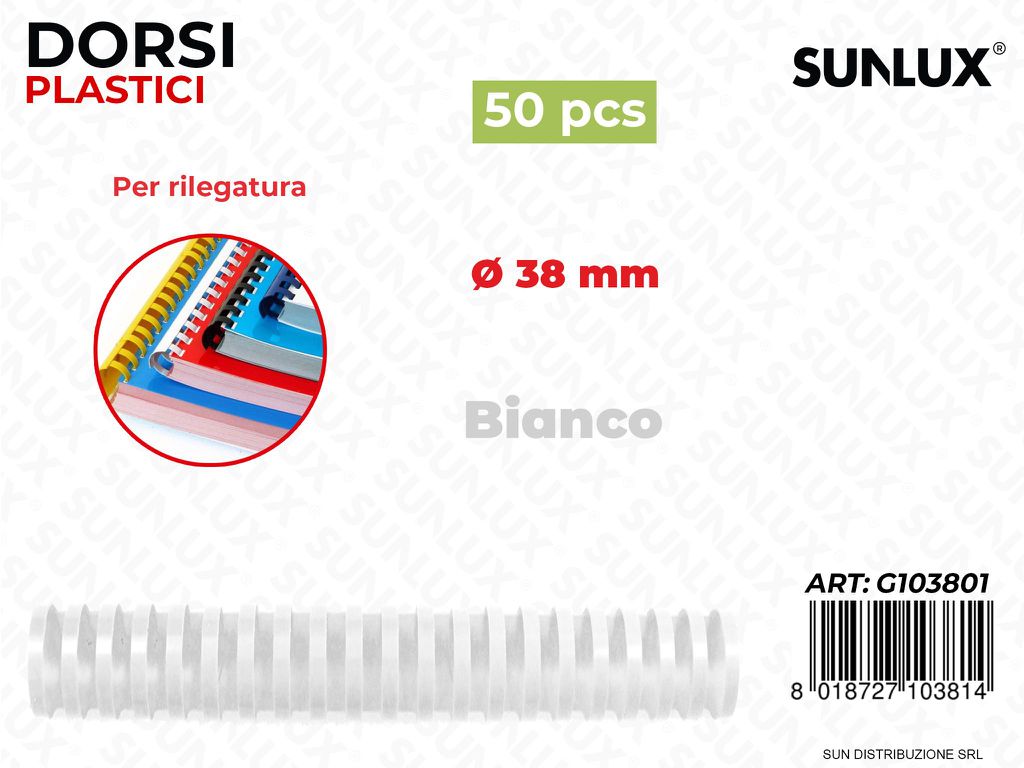 Spirali Rileg. Plast. Bianco D. 38MM 50PCS /Pacco