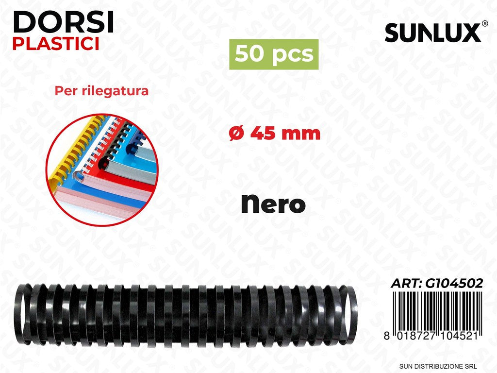Spirali Rileg. Plast. Nero D. 45MM 50PCS /Pacco