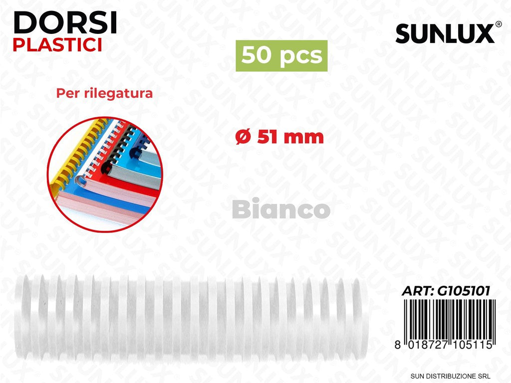 Spirali Rileg. Plast. Bianco D. 51MM 50PCS /Pacco