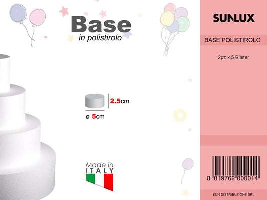 D.5 X H. 2.5 Base Rotonda Polistirolo 2PCS