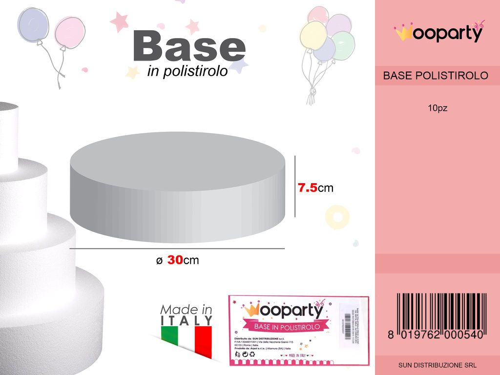 D.30 X H. 7.5 Base Rotonda Polistirolo