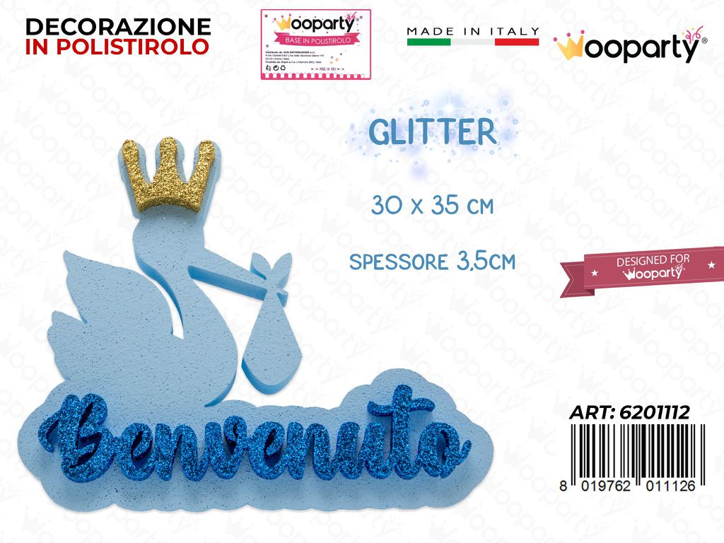 DEC. POLISTIROLO BENVENUTO CEL.  30*35*3.5CM /PZ DA 2**