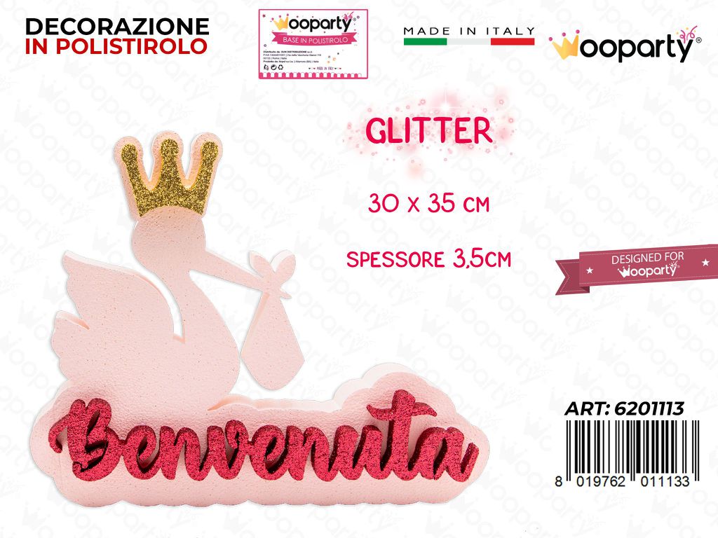 DEC. POLISTIROLO BENVENUTA ROSA 30*35*3.5CM /PZ DA 2**