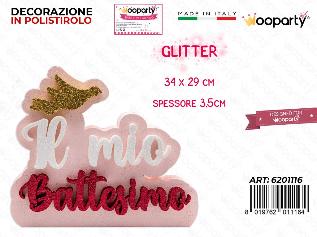 DEC. POLISTIROLO IL MIO BATTESIMO GIRL 34*29*3.5CM /PZ DA 2**