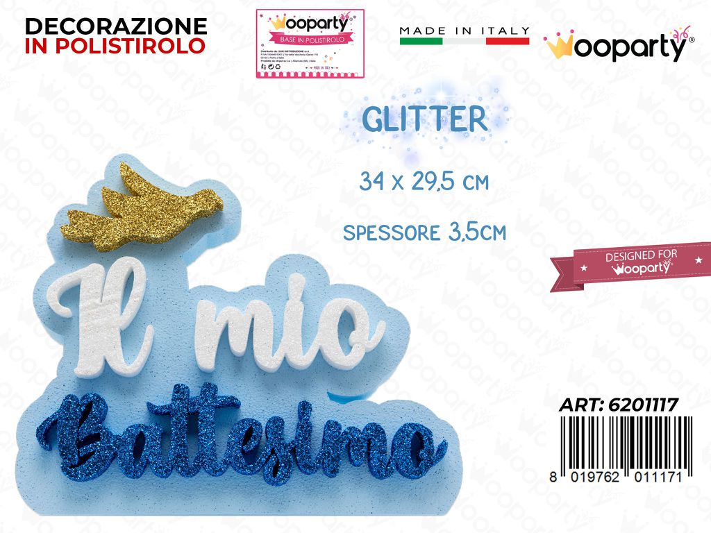 DEC. POLISTIROLO IL MIO BATTESIMO BOY 34*29*3.5CM /PZ DA 2**