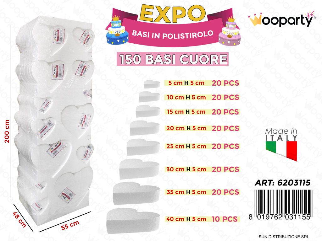 Esp. Polist. Base Cuore Ass. 55*200*48CM 150 Pcs