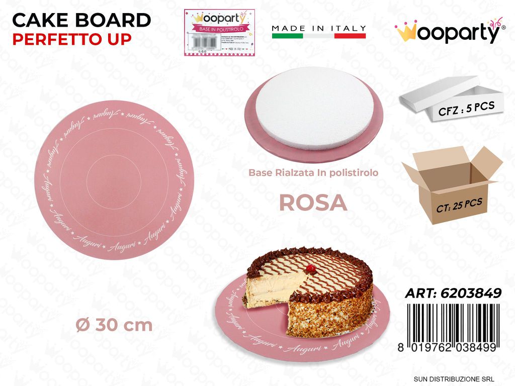 Cake Board Polistirolo Rosa D.30CM