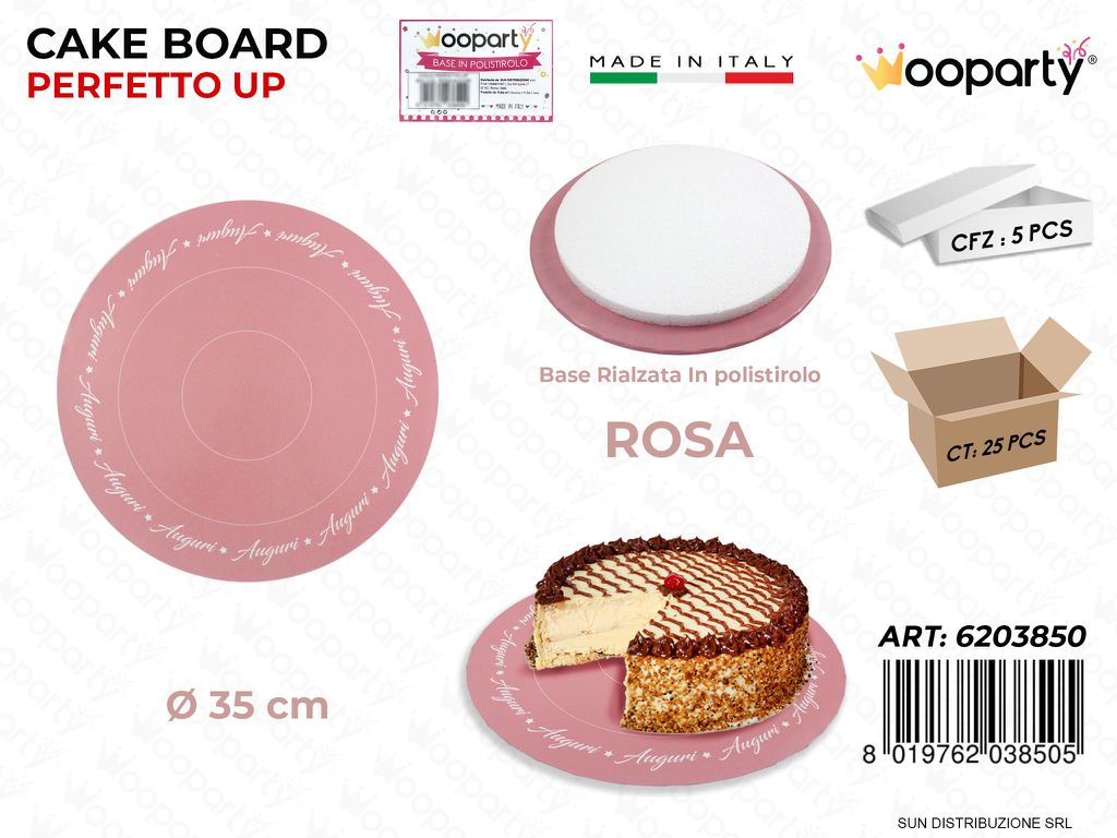 Cake Board Polistirolo Rosa D.35CM