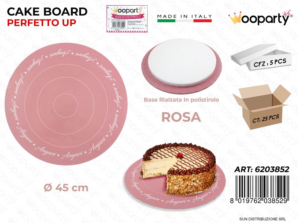 Cake Board Polistirolo Rosa D.45CM