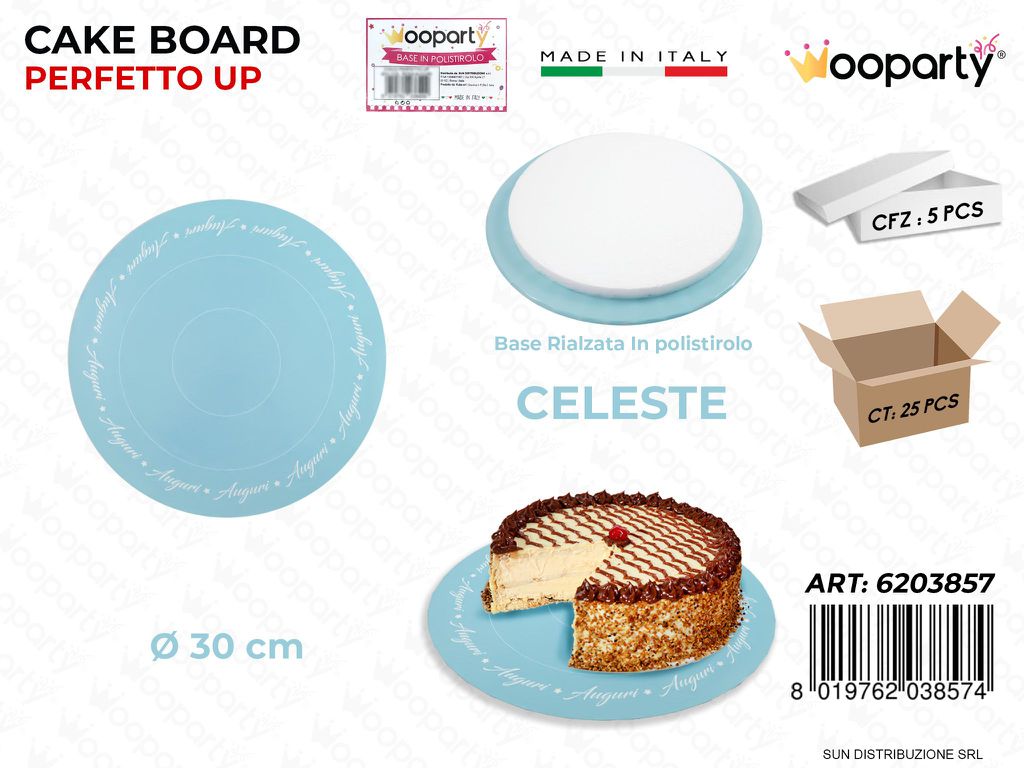 Cake Board Polistirolo Celeste D.30CM