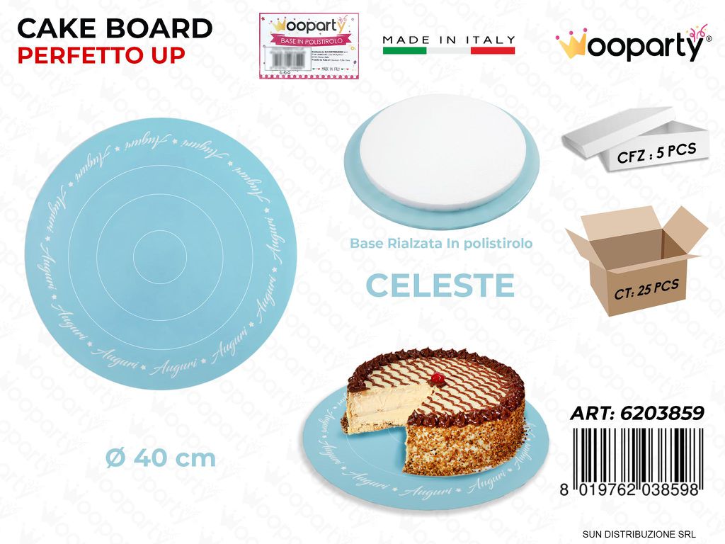 Cake Board Polistirolo Celeste D.40CM