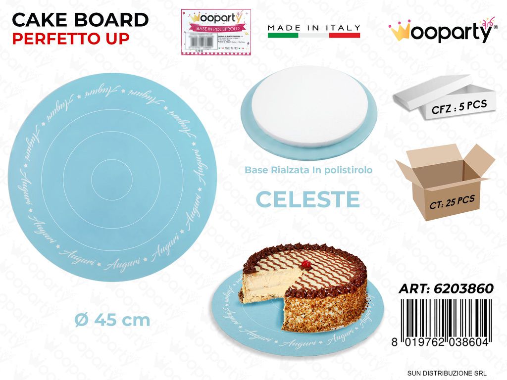 Cake Board Polistirolo Celeste D.45CM