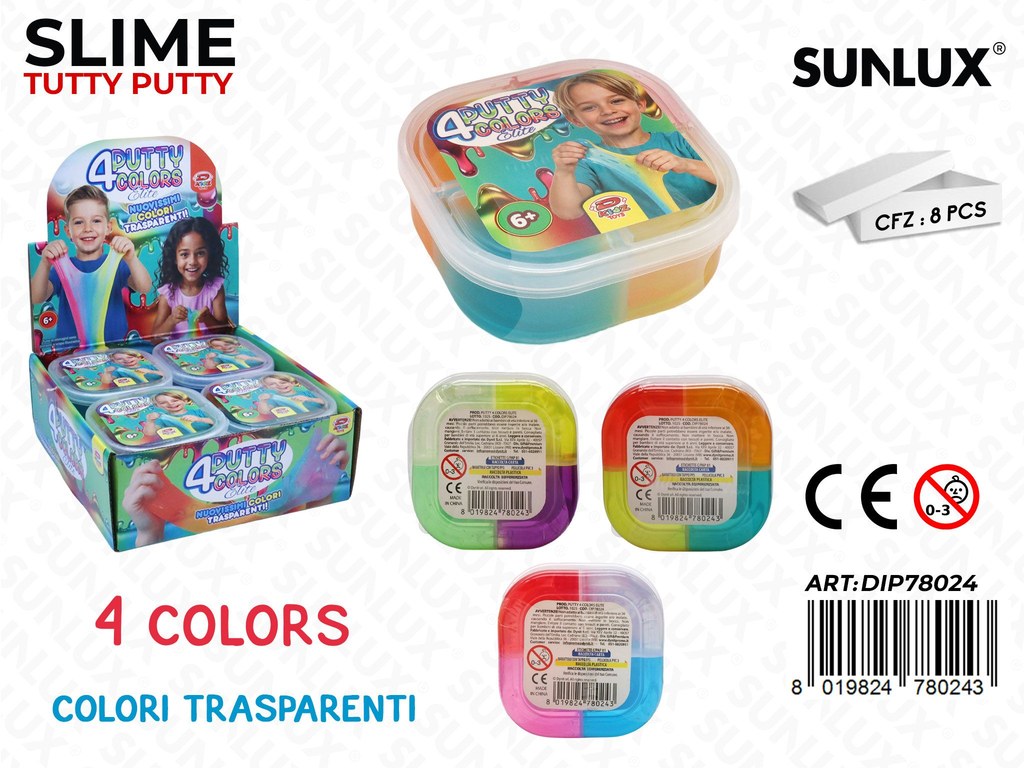 Slime Tutty Putty Col. Trasp. 4 Col.