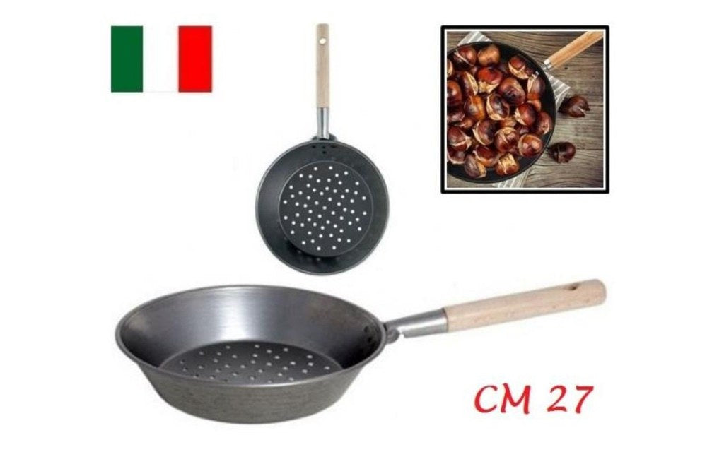 Padella Castagne 27cmmanico Legno 6826