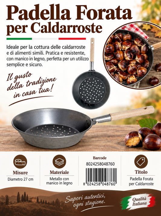 Padella Castagne 27Cmmanico Legno 6826