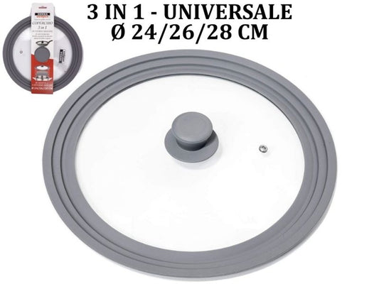 Coperchio Universale Kt2362d-3 Silicone+Vetro cm 24/26/28