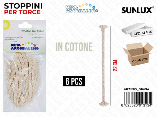 Stoppini per Torce in Cotone 22CM 6PCS