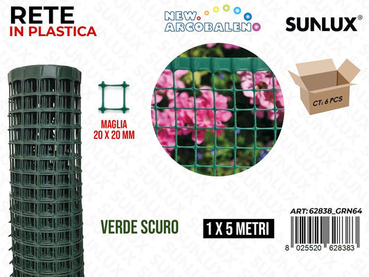 Rete in Plastica Verde Scuro 1*5MT Maglia 20MM