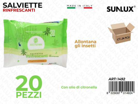Salviette Rinfrescanti Citronella 20PCS