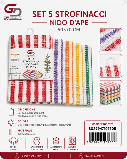 Set 5 Strof Nido Ape Risparmio 50*70