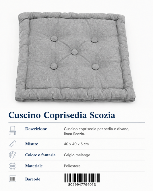 Cusc Mat Scozia 40*40*6 Grigio Mel