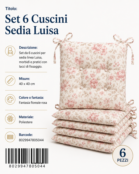 Set 6 Cusc Sedia Luisa Fiorato - 8029947805044