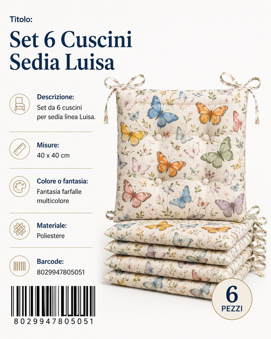 Set 6 Cusc Sedia Luisa Farfalle - 8029947805051