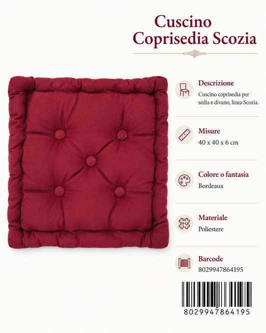 Cusc Mat Scozia 40*40*6 Bordeaux - 8029947864195