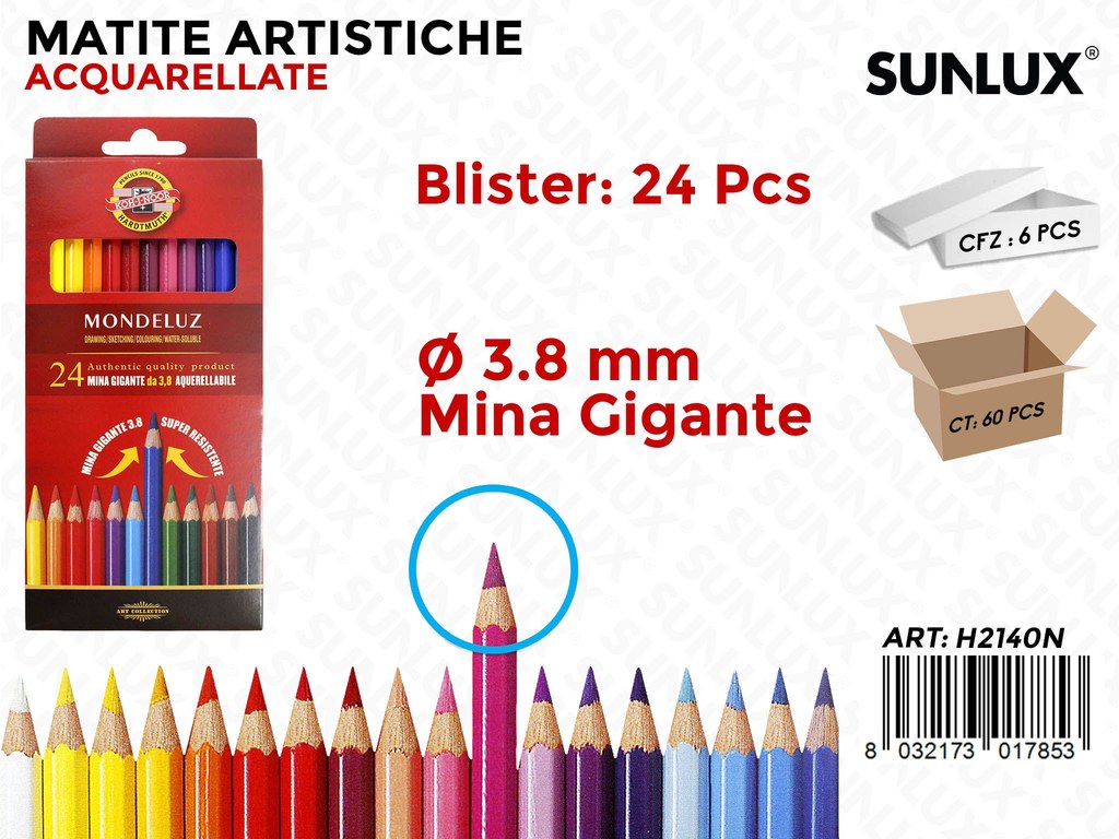 Matite Artistiche Colorate Acquarellate 24PCS