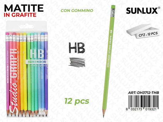Matite in Grafite Hb c/ Gommino 12PCS