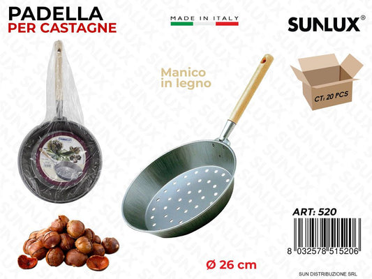Padella per Castagne c/ Manico Legno D. 26CM