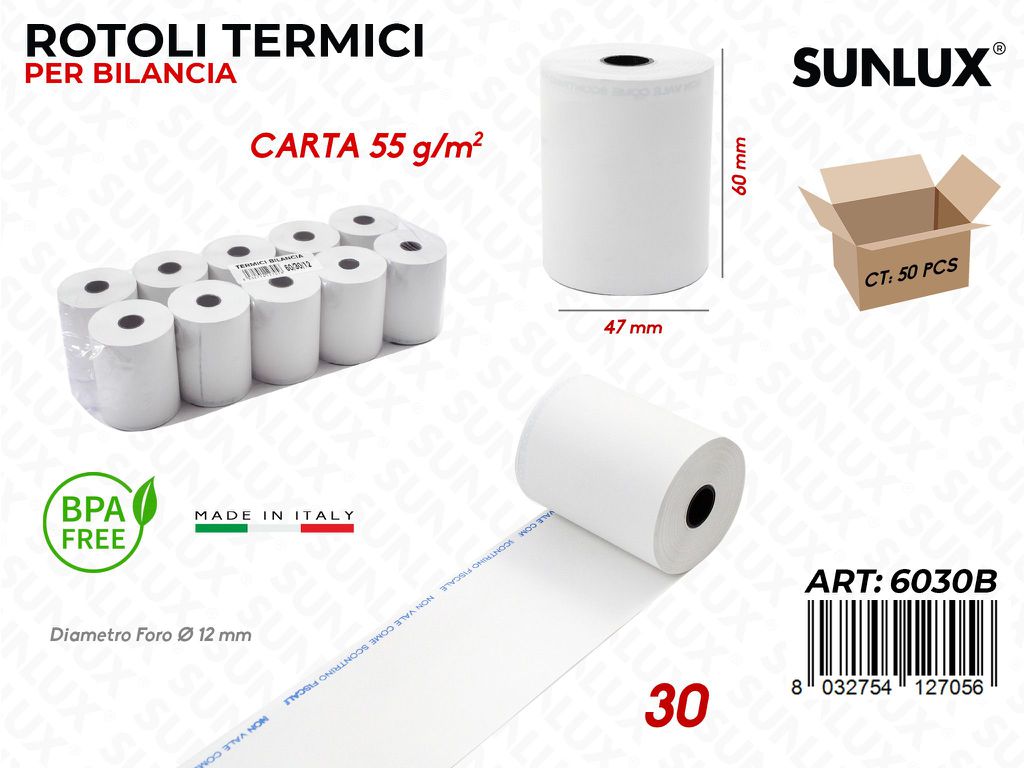 Rotoli Termici per Bilancia 47*60MM 30' 55G /da 10