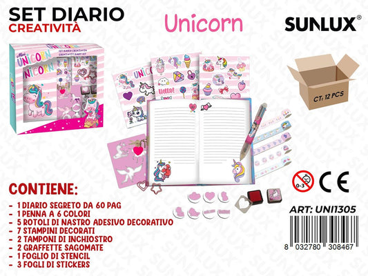 SET DIARIO CREATIVITA C/ ACC. UNICORN