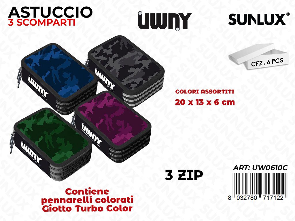 ASTUCCIO UWNY MILITARY 3 ZIP GIOTTO TURBOCOLOR/ PZ DA 6**