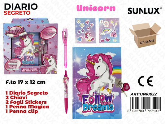 DIARIO SEGRETO UNICORN C/ PENNA MAGICA /PZ DA 12**