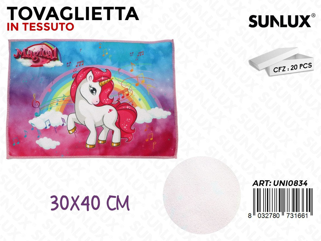 TOVAGLIETTA UNICORN IN TESSUTO 40*30CM /PZ DA 20**