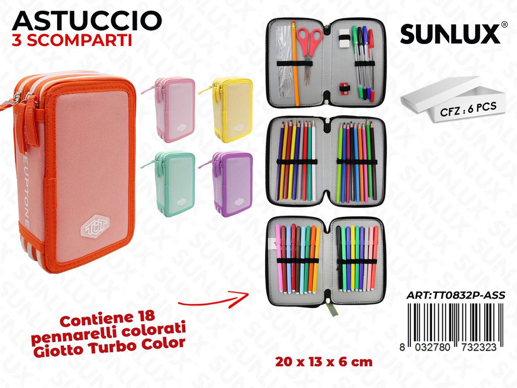 ASTUCCIO 3 ZIP TONEUPTONE GIOTTO TURBOCOLOR /PZ DA 6**