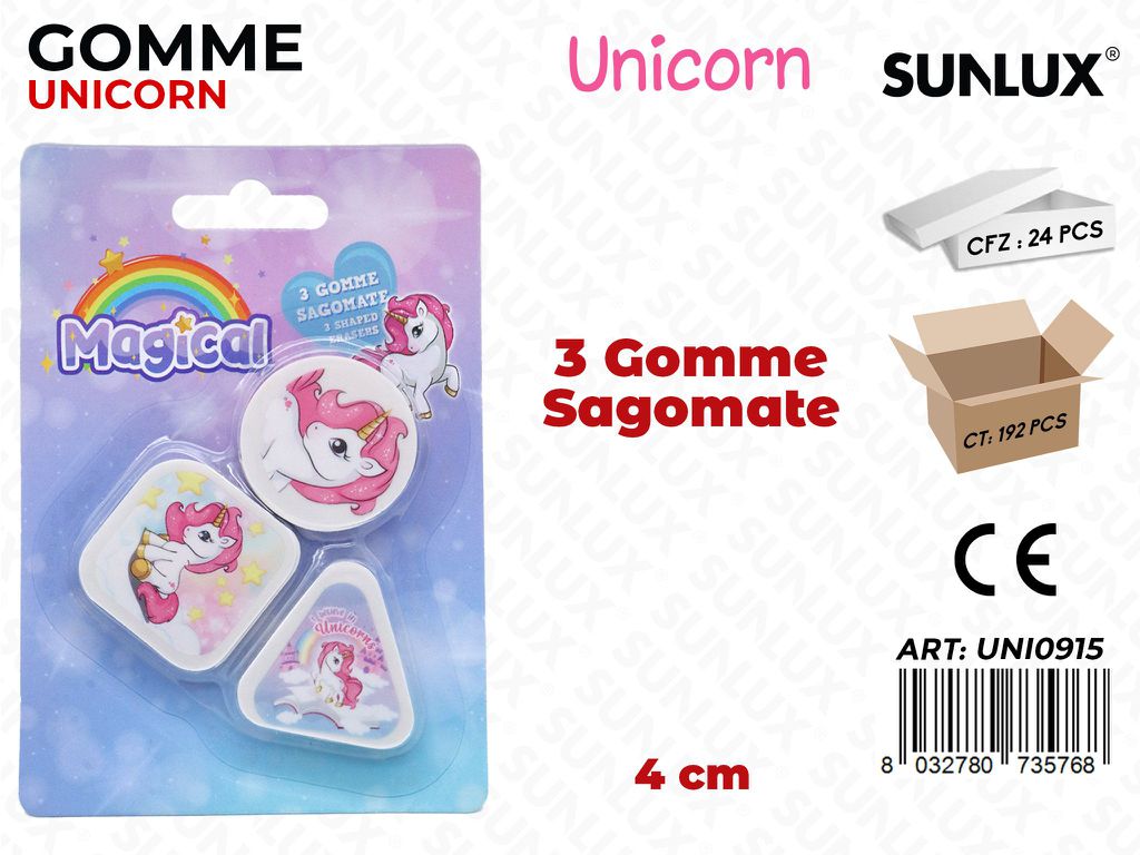 GOMMA DA CANCELLARE UNICORN 3PCS ASS. 4CM