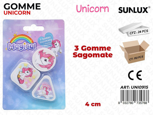GOMMA DA CANCELLARE UNICORN 3PCS ASS. 4CM