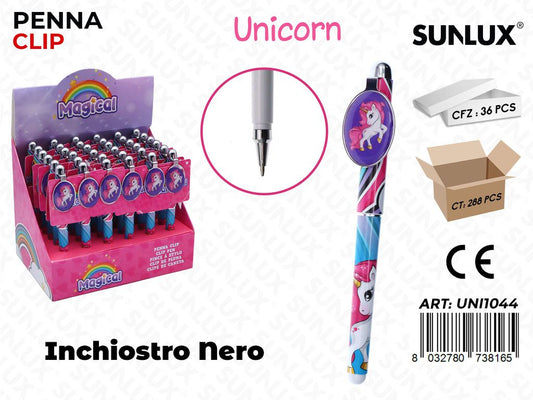 ESP. PENNA CLIP NERO UNICORN