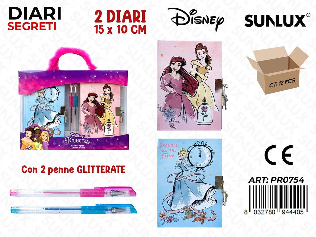 DIARIO SEGRETO PRINCESS 2PCS C/ PENNE GLITTER